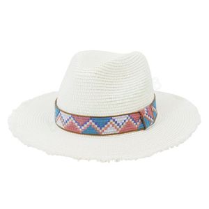 Simple couleur unie été femmes chapeau de soleil large côté gland mode paille plage chapeau bord de mer vacances Jazz casquette
