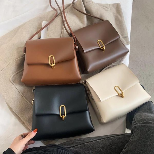 Cross Body Simple Color sólido Vintage marca diseñador PU cuero Crossbody bolsos para mujeres 2021 bolso de hombro de lujo señora pequeños bolsos de mano