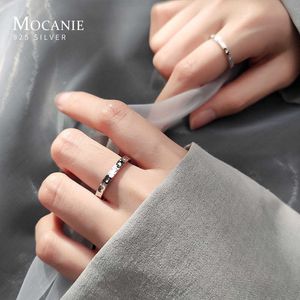 Bague simple empilable pour la mode unisexe 925 en argent sterling irrégulière géométrique style coréen bijoux fins 210707