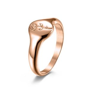 Bague Simple en acier inoxydable pour femmes, or 18 carats, motif de fleur Rose, anneau de queue hautement poli, bijoux à la mode