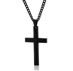 Collier pendentif croix en acier inoxydable Simple pour hommes et femmes, collier ton or noir, bijoux de bonne marque