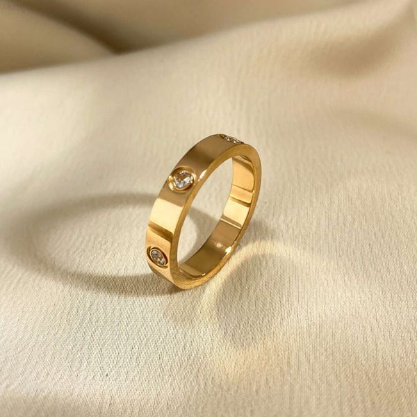 Bague en diamant Simple en acier inoxydable, bijoux fins, bague unisexe en or et diamant pour femmes et hommes