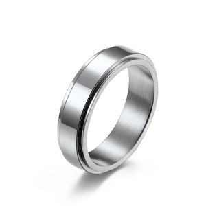 Bague Simple rotative lisse en acier inoxydable, anneaux de couple rotatifs pour hommes et femmes, bijoux à la mode