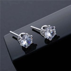 simple stud farring mignon broches bijoux boucles d'oreilles goujons pour femmes six griffes zircon blanc plaqué or glacé cz cubique zircone rouge bleu rose piercing oreille anneaux