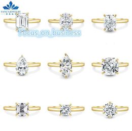 Style simple 14k 18k REAL PURY SOLLEY GOLAG RING AVEC BRILLIANT CUT EMERADE OVAL PEUL 2CT BAGNES MOSSANITE BIELRES POUR LAME