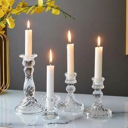Chandelier de style Simple, bougeoir décoratif pour la maison, centres de table de mariage romantiques pour tables, récipients en verre, bougies 240301