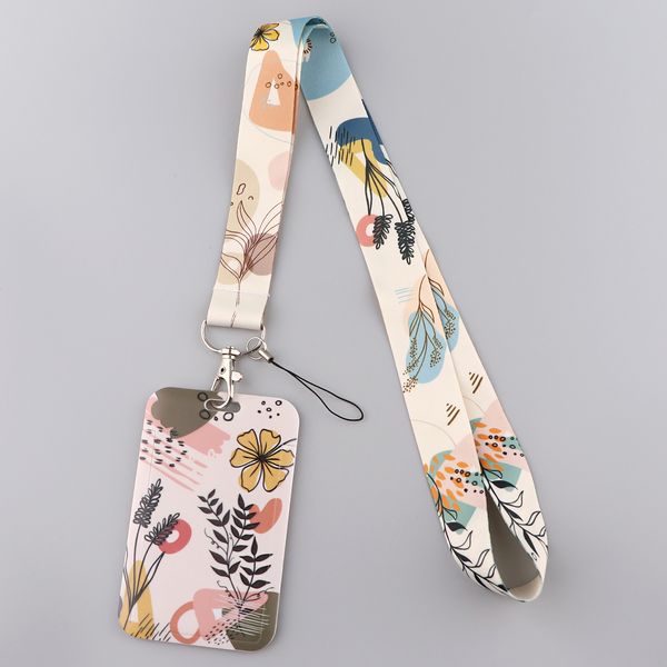 Correos de cuello de estilo simple Lanyards colgantes para claves para teclas de teléfono Patrón de flores Teléfono móvil Cadena de alumnos de estudiante Lanyard