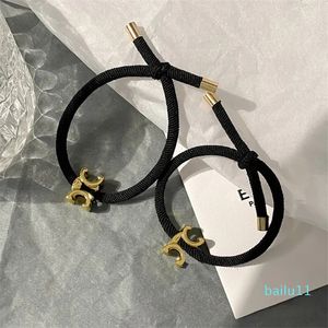 Eenvoudige stijl rubberen band zwart elastisch touw vintage ontwerp metalen haar sieraden herfst meisje liefde cadeau ontwerper headrope
