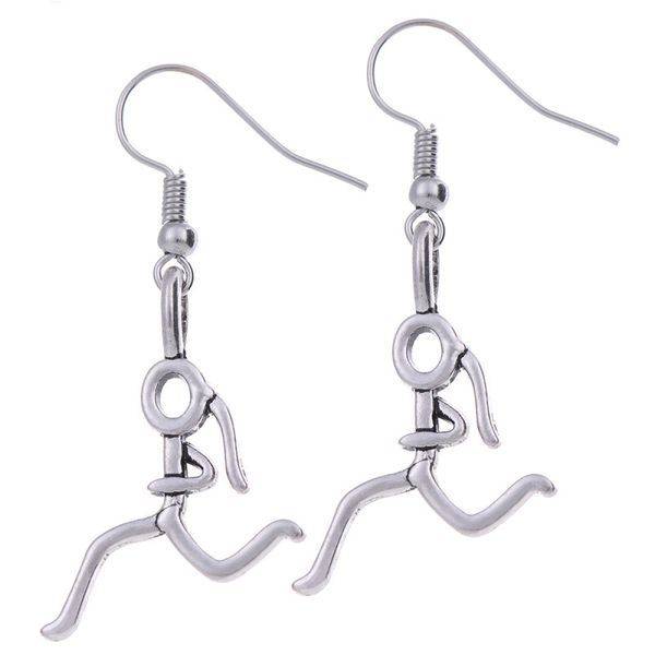 Pendientes de dibujos animados de chica corriendo, figura de palo de estilo Simple, joyería deportiva para mujer