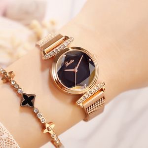 Eenvoudige stijlvolle vrouwen horloge casual rose gouden minimalism serie magneet gesp lus band slank jurk horloge voor feest ster meisjes gift