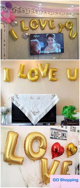 Fondos de globos de subtítulos simples para bodas Decoraciones de bodas Fiesta Lámina dorada y plateada Número de letras Globos Decoración para fiestas de bodas de cumpleaños