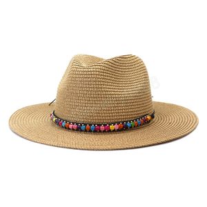 Chapeau de paille en papier d'été Simple pour femmes, Protection solaire à large bord, chapeau de plage, voyage Panama Jazz Cap