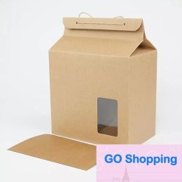 Eenvoudige Thee Verpakking Geschenkverpakking Kartonnen Kraftpapier Zak Gevouwen Voedsel Moer Voedsel Opslag Opstaan Verpakking C0616G07