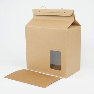 Boîte d'emballage de thé Simple, emballage cadeau, sac en carton Kraft, plié, stockage des aliments, noix, emballage debout