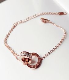 Eenvoudige Romeinse digitale armband van titaniumstaal Persoonlijkheidsgoud Rose gouden sieraden Vriendinnen Bedelarmbanden met vrouwenmeisjesarmband4748859