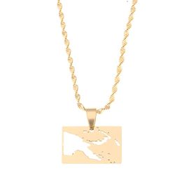 Eenvoudige trendy roestvrijstalen papoea -Nieuw -Guinea -kaart hanger kettingen gouden kleur sieraden kaarten cadeau9281749