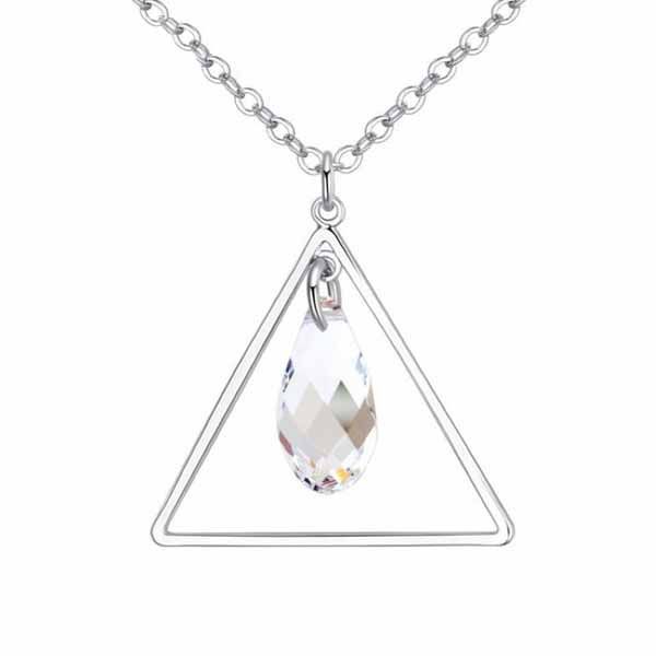 Collier avec cadre métallique triangulaire simple et pendentif goutte d'eau pour femmes, bijoux avec cristal de