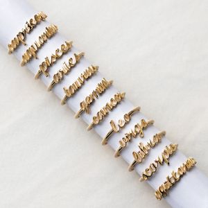 Eenvoudige twaalf sterrenbeelden brief band ringen charme open ringen voor vrouwen partij vinger ringen sieraden mooie meisjes gouden midi ring