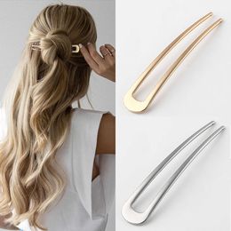 Eenvoudige u vorm Haarclips Pinnen voor vrouwen Girls Hair Sticks Bruid Haar Styling Accessoires Goud Kleur metalen Haarspelten Bruiltes