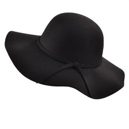 Simple Vintage rétro enfants enfant fille chapeaux Fedora laine feutre écrasable large bord Cloche disquette soleil Parent-enfant casquette de plage 240124