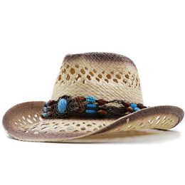 Chapeau de Cowboy occidental Simple fait à la main plage feutre Sunhats casquette de fête pour homme femme chapeau à large bord unisexe chapeaux creux