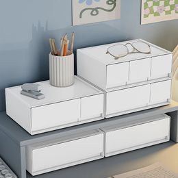 Cajón organizador de escritorio Blanco Simple, caja de almacenamiento de papelería cosmética para oficina y hogar, escritorio apilable, ahorro de espacio 240125