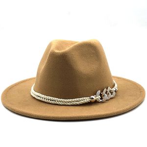 Eenvoudige witte brede fedora hoeden vaste wol vilt fedoras kerk derby top panama hoed voor mannen vrouwen mengen jazz cap met bands