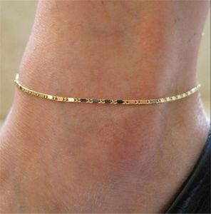 Simple femme bracelets de cheville décontracté sport or argent couleur chaîne femmes cheville Bracelet bijoux T2007145697043