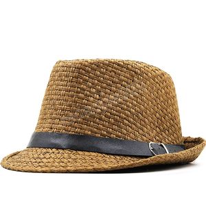 Simple Women Men Summer Sun Hat Elegant Lady Beach Dad Gentleman Panama Gangster Cap Aangepast maat 56-58 cm