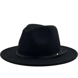Simple Women Men Wol Vintage Gangster Trilby voelde Fedora -hoeden met brede runder Gentleman Elegant Lady Winter Autumn Jazz Caps4687788525370