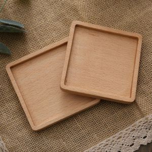 Posavasos de madera simple, cuadrado redondo, madera de haya natural, nogal negro, tapete para taza, tapas de café, posavasos, platos, vajilla, herramientas de aislamiento LJJP496