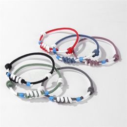 Pulseras de cuerda tejidas simples para mujeres y hombres, pulsera trenzada con nudo de cuerda hecha a mano con hilo de cera, pulseras, joyería de amistad