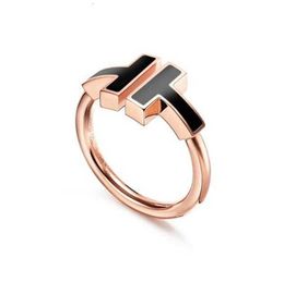 Eenvoud Classic T Gold Ring Crystal Diamonds Designer Moeder de Pearl Mens Dames unisex trouwringen voor koppels Valentijnsdag cadeau
