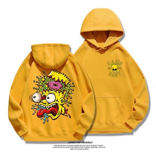 Sudadera con capucha de Simpson para hombre, chaqueta holgada de otoño, versión coreana, tendencia de Instagram, chaqueta de hip-hop callejero