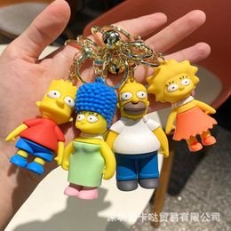 Simpsons mignon poupée 3D porte-clés sac pendentif chaîne d'assemblage Couple dessin animé Anime