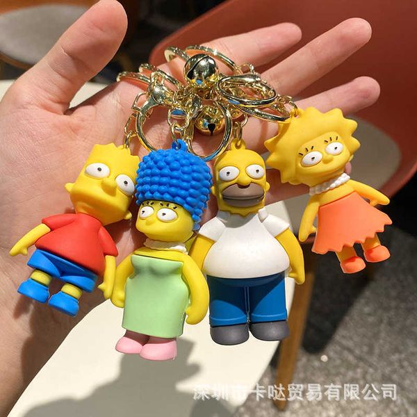 Simpsons lindo llavero de muñeca 3D bolsa colgante cadena de montaje pareja dibujos animados Anime
