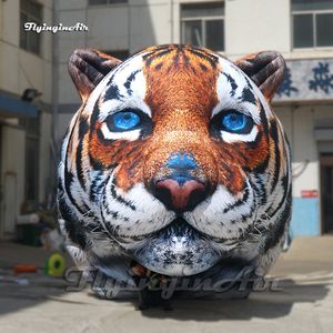 Grand ballon gonflable de mascotte d'animal de modèle de tête de tigre de taille simulée de 5m pour la décoration de partie de carnaval et d'étape de concert