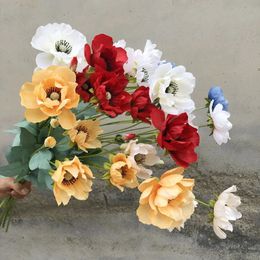 Simulation de fleur d'anémone chrysanthème sauvage, Arrangement de décoration de salle de mariage, accessoires de photographie, Rose 240301