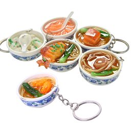 Gesimuleerd voedsel sleutelhanger sleutelen handgemaakte DIY Rice Noodle PVC Keychains Fashion Accessoires Key Chain