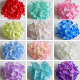 Gesimuleerde Hydrangea Head 18 cm Verbazingwekkende kleurrijke decoratieve bloemen voor bruiloftsfeest Luxe kunstmatige Hydrangea Silk Diy Flower Decoration LT431