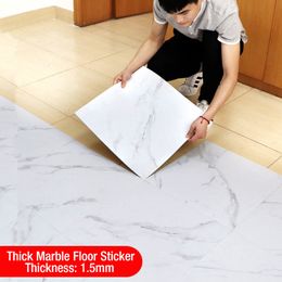 Autocollant de sol en carrelage de marbre simulé PVC étanche auto-adhésif pour salon toilette cuisine maison sol décor 3d autocollant mural