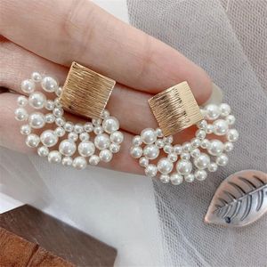 Boucles d'oreilles en perles simulées pour femmes, bijoux géométriques bohème, bijoux de mariage