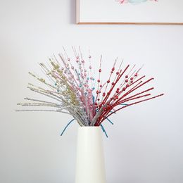 Gesimuleerde plant Wild Flower Sticky Powder Berry Branch Christmas Party Decoratie Stage Activiteitenarrangement Wedding Shooting Plant Accessoires