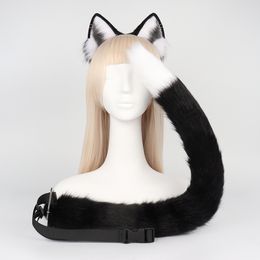 Ensemble oreilles et queue de chat en peluche simulées, fournitures de fête d'halloween, oreilles de chat et cerceau pour cheveux, accessoires de jeu
