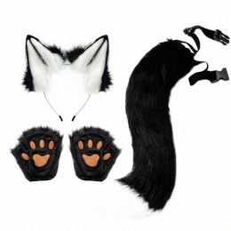 Peluche simulée Fox Tail Ear Cosplay Costume Animal Chat Queue Oreilles Paw Ensembles Maid Dr Cosplay Accories Halen Costumes N3PM #