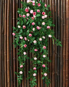 Rose simulée, rose, vigne, fleur artificielle, vigne, vigne, fleur en plastique, plafond en suspension, climatisation, pipe à eau, décoration de balcon de blocage