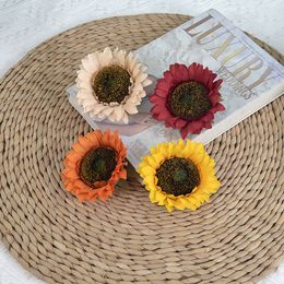 Girasol simulada europea latina cabeza artificial flor girasol estilo rural fotografía para el hogar accesorios de boda decoración de bodas