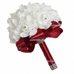 Simulati Bouquet Rose Bouquet Mariage Bridal Mariage Fr Ribb Wedding x1yd #