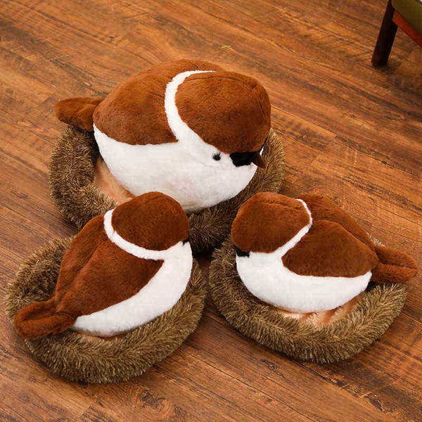 Simulation Animal Oiseau Nid D'oiseau Moineau En Peluche Peluche Poupées Canapé Coussin Décor À La Maison Enfants Cadeaux D'anniversaire De Noël J220729