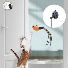 Simulation oiseau chat jouet rétractable porte suspendue Type chat gratter corde souris drôle auto-hé interactif souris jouet fournitures pour animaux de compagnie